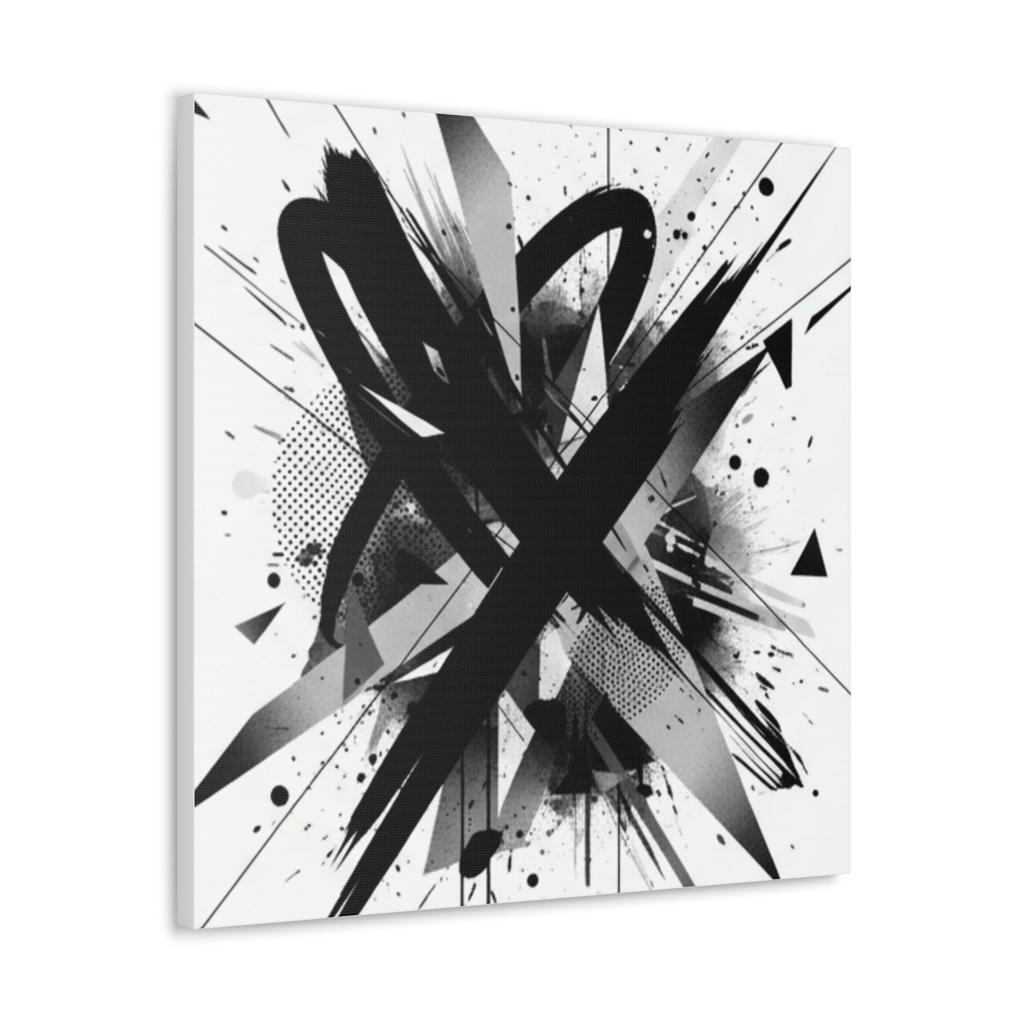 Abstract Black Brushstroke Canvas Wall Art — Modern Monochrome Home Decor
