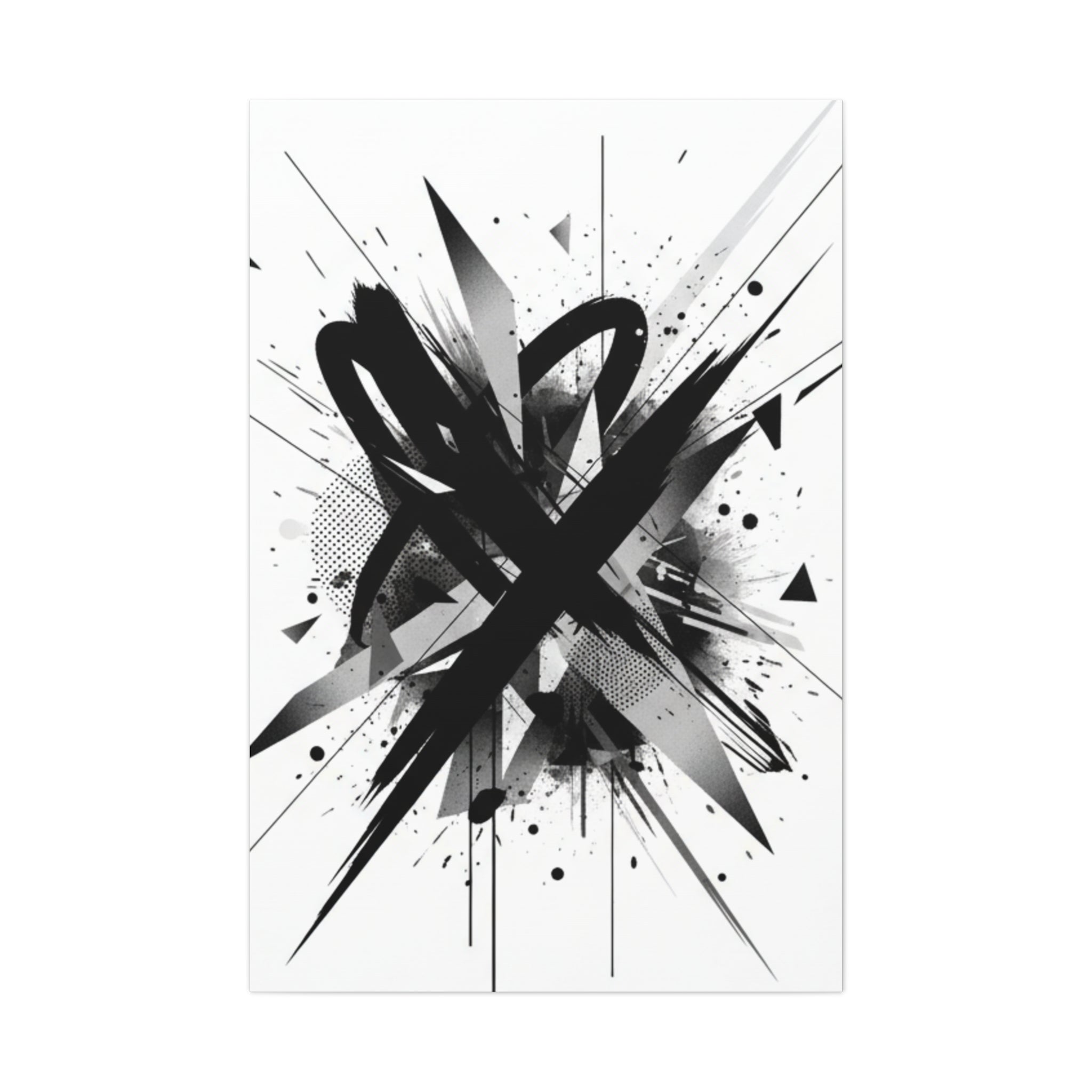 Abstract Black Brushstroke Canvas Wall Art — Modern Monochrome Home Decor