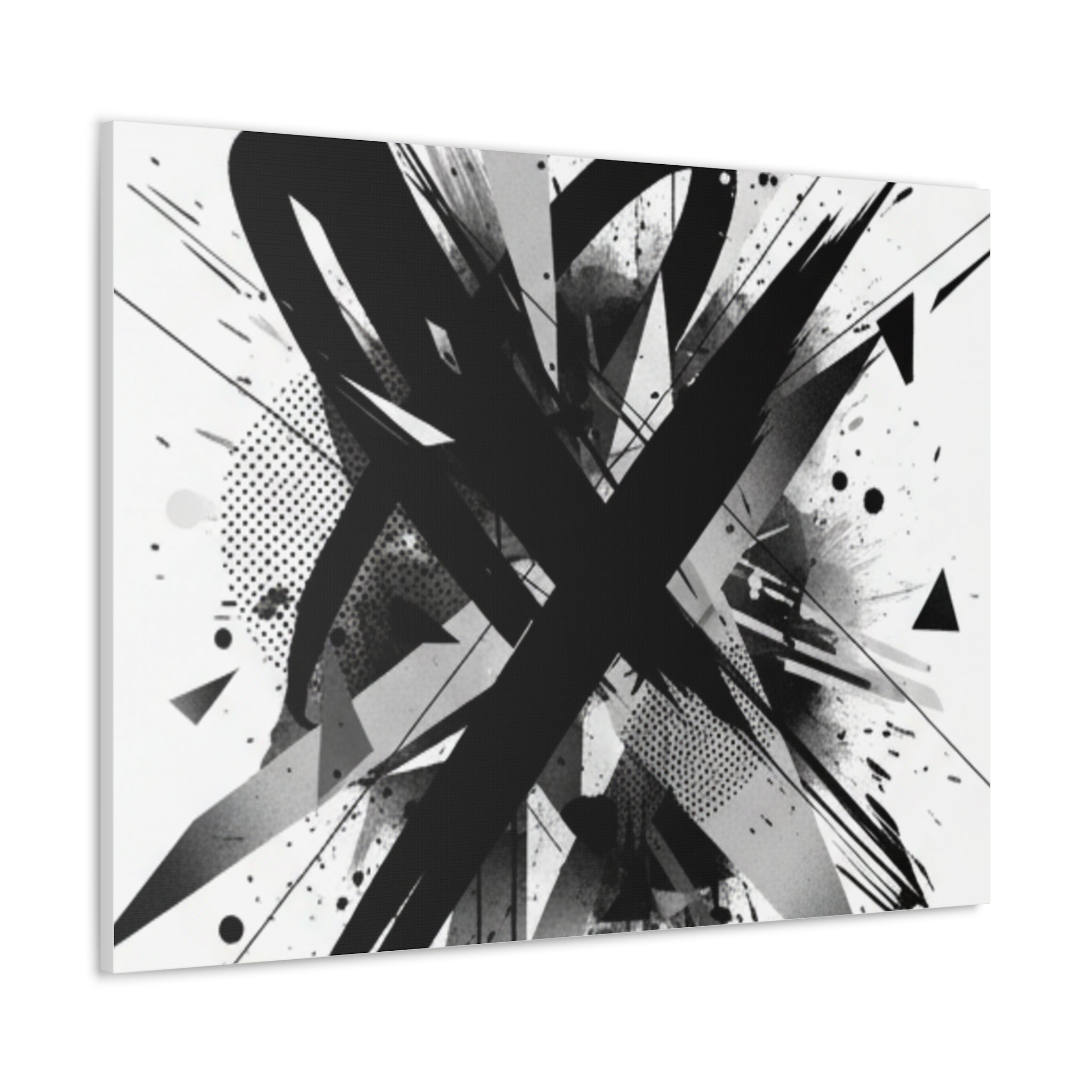Abstract Black Brushstroke Canvas Wall Art — Modern Monochrome Home Decor