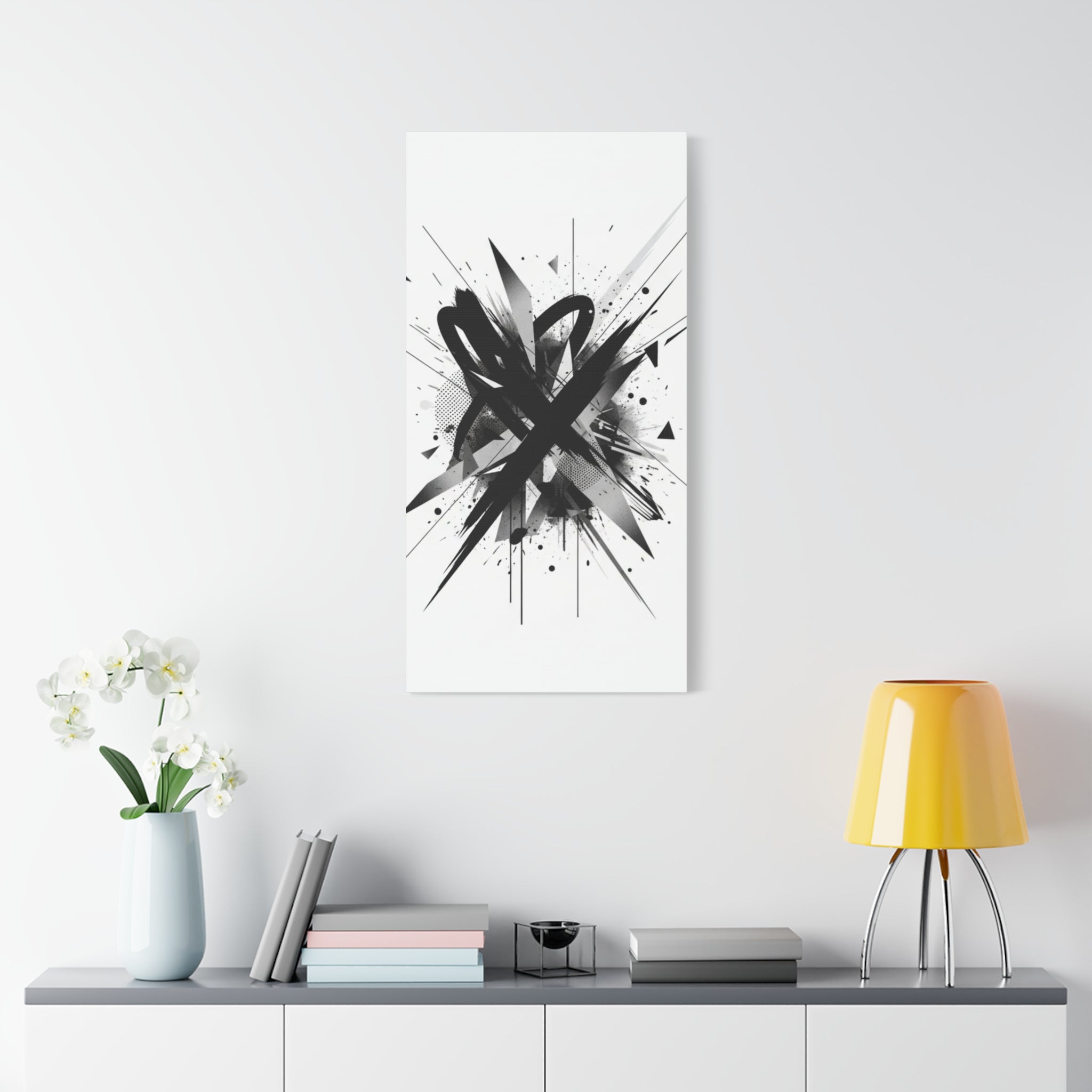 Abstract Black Brushstroke Canvas Wall Art — Modern Monochrome Home Decor