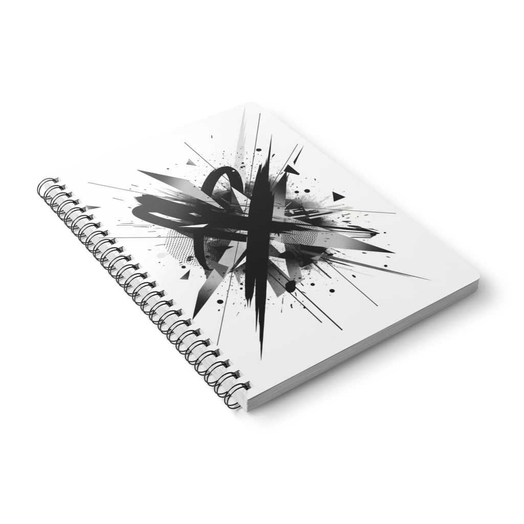 Abstract Ink Splash A5 Wirobound Notebook — Graphic Black Sketch Journal