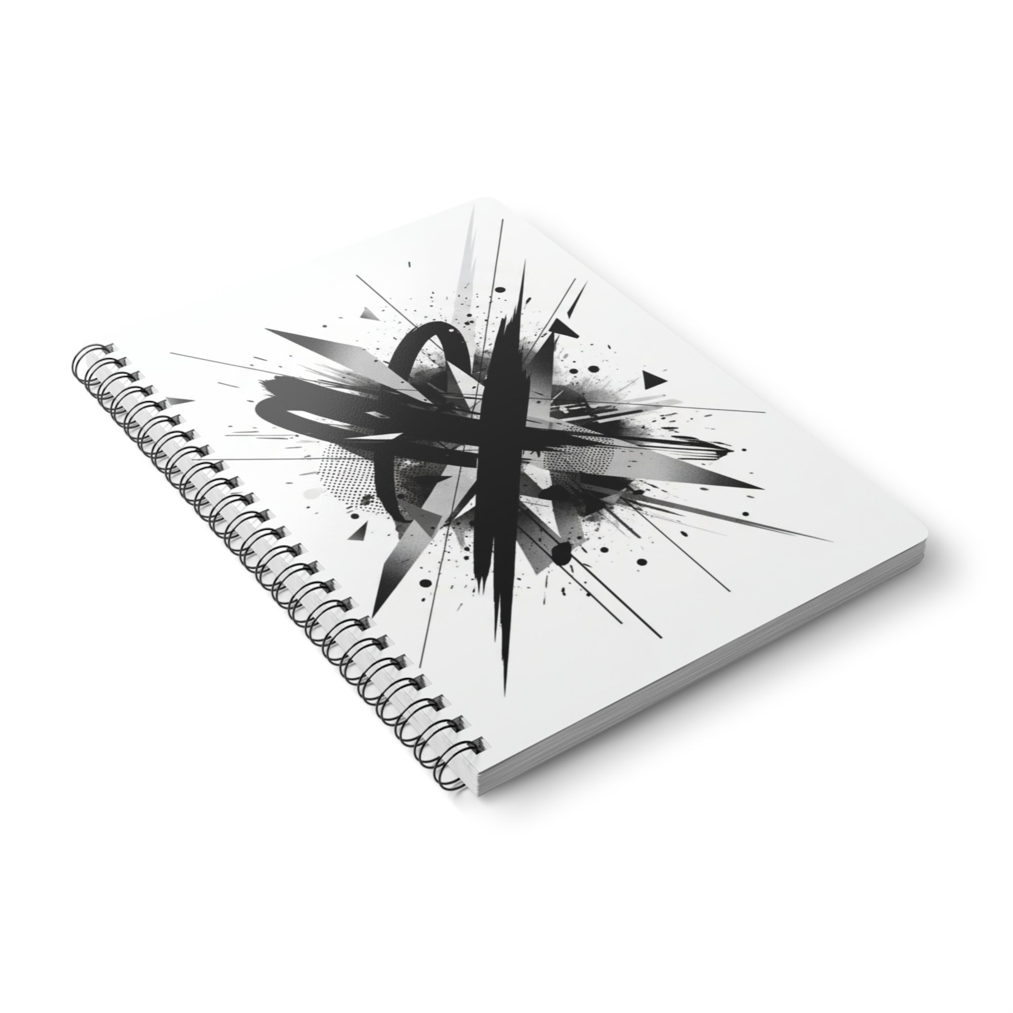 Abstract Ink Splash A5 Wirobound Notebook — Graphic Black Sketch Journal