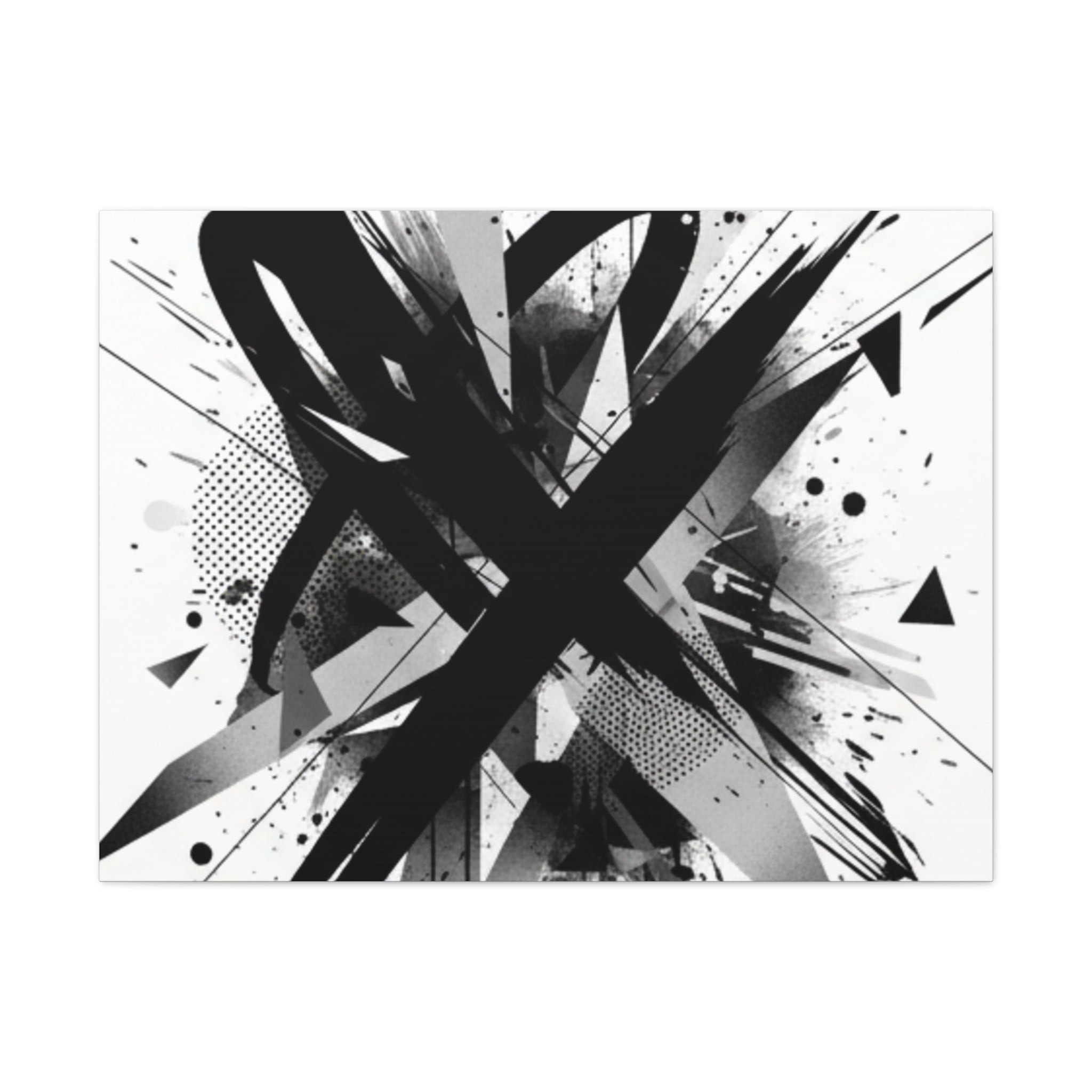 Abstract Black Brushstroke Canvas Wall Art — Modern Monochrome Home Decor
