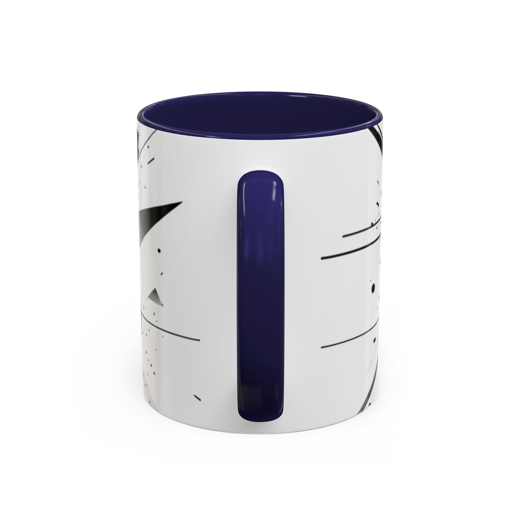 Abstract Black Brushstroke Accent Coffee Mug — Modern Monochrome Ceramic