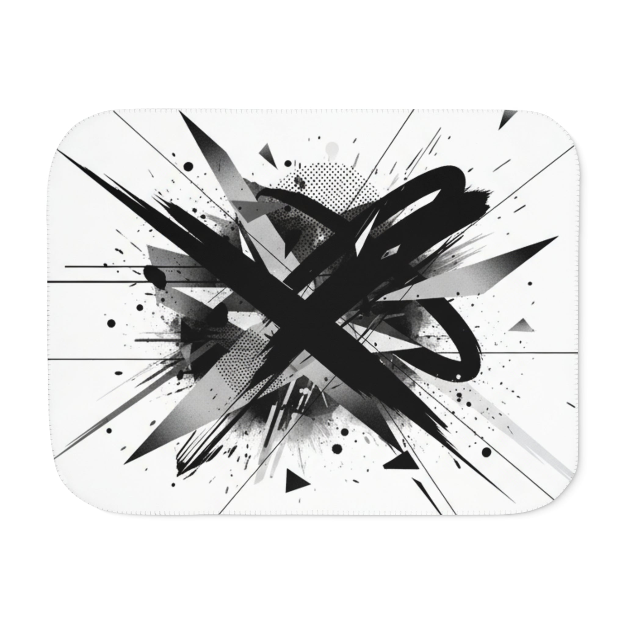 Abstract Black Ink Splash Sherpa Blanket — Two-Color Cozy Throw