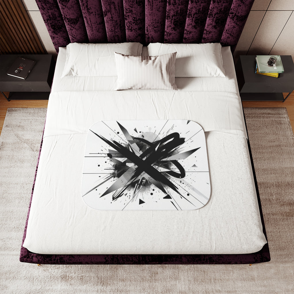 Abstract Black Ink Splash Sherpa Blanket — Two-Color Cozy Throw