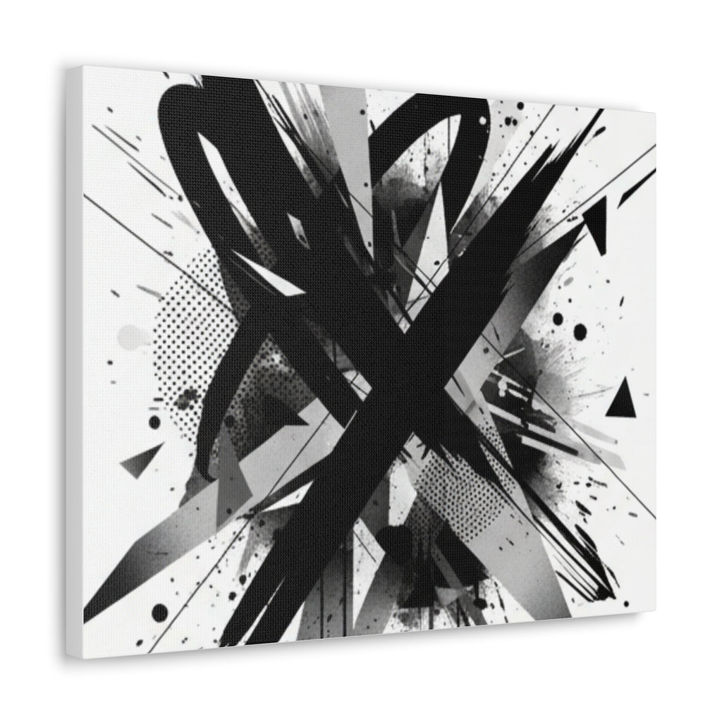 Abstract Black Brushstroke Canvas Wall Art — Modern Monochrome Home Decor