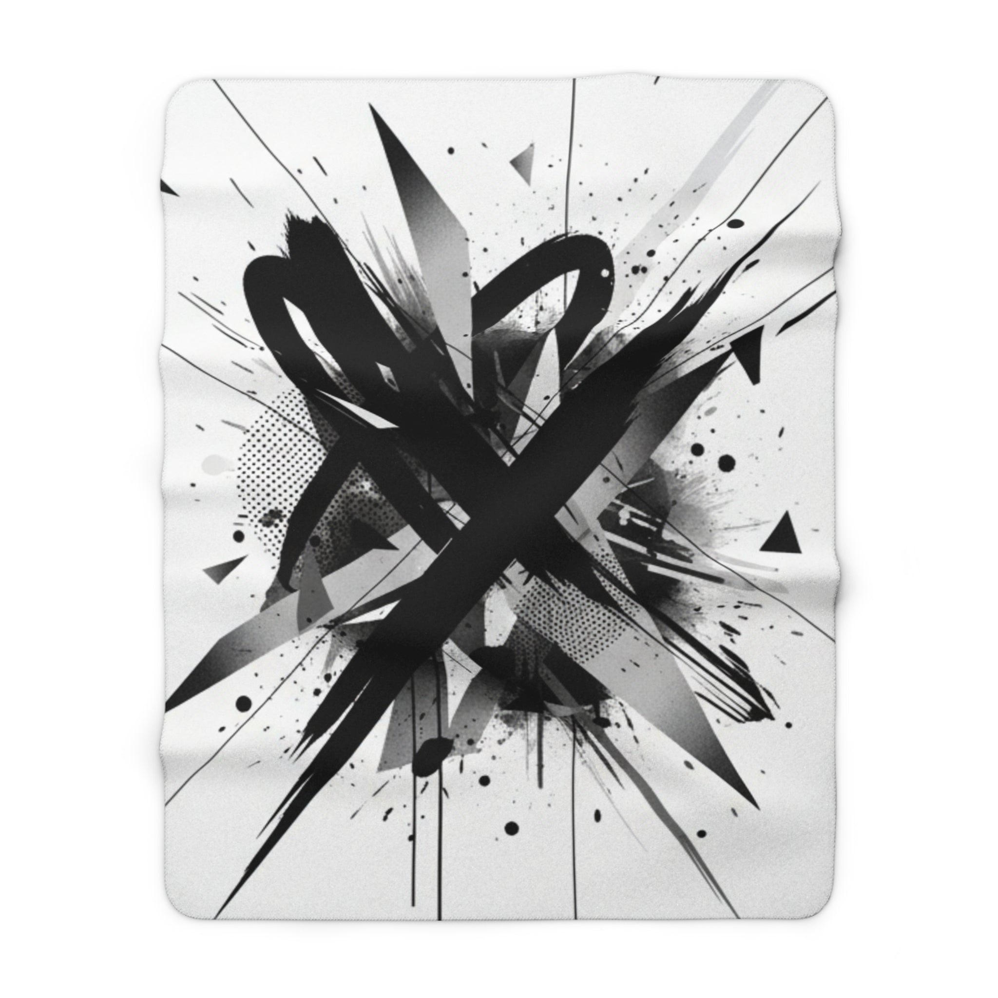 Abstract Black Ink Splash Sherpa Fleece Blanket — Modern Graffiti Throw