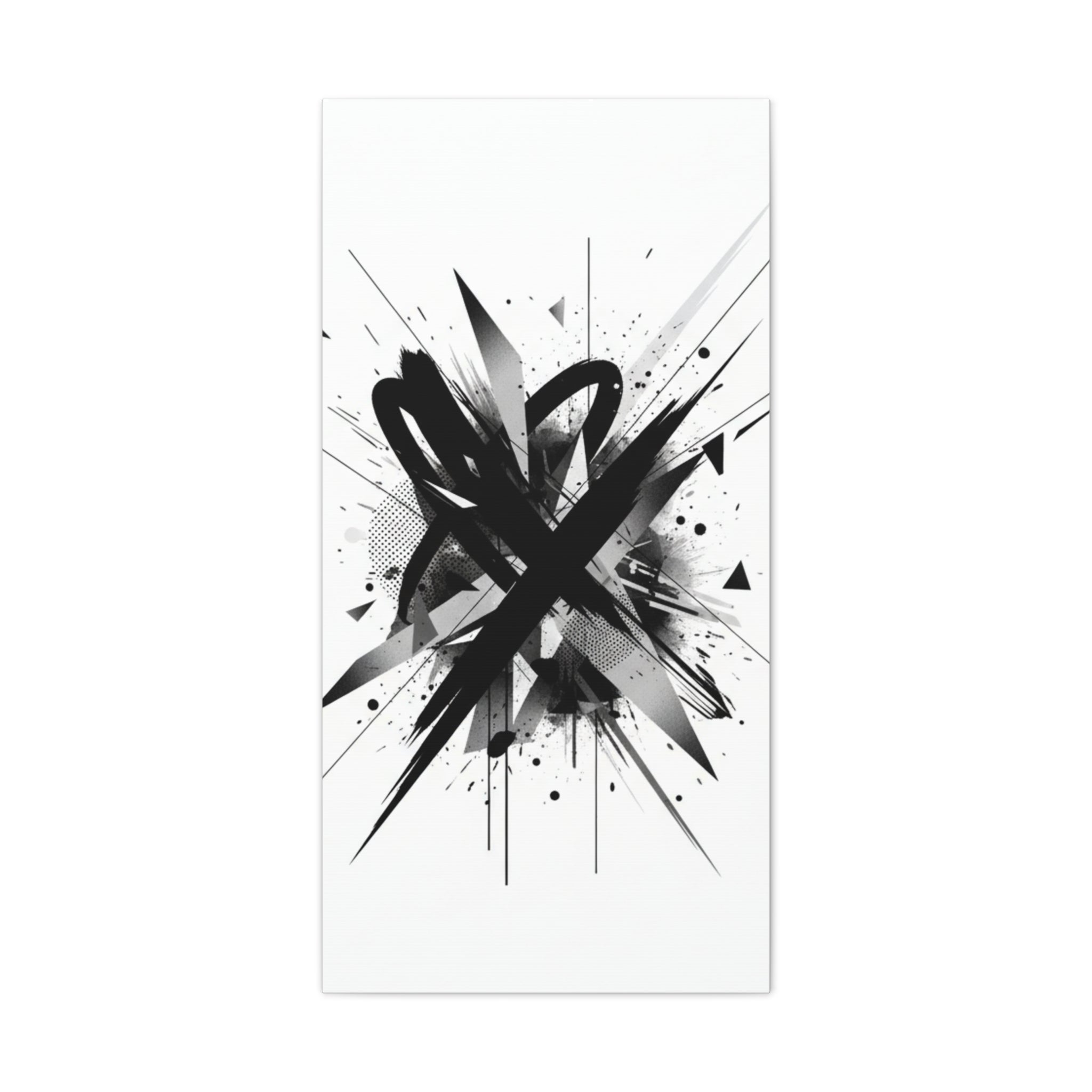 Abstract Black Brushstroke Canvas Wall Art — Modern Monochrome Home Decor