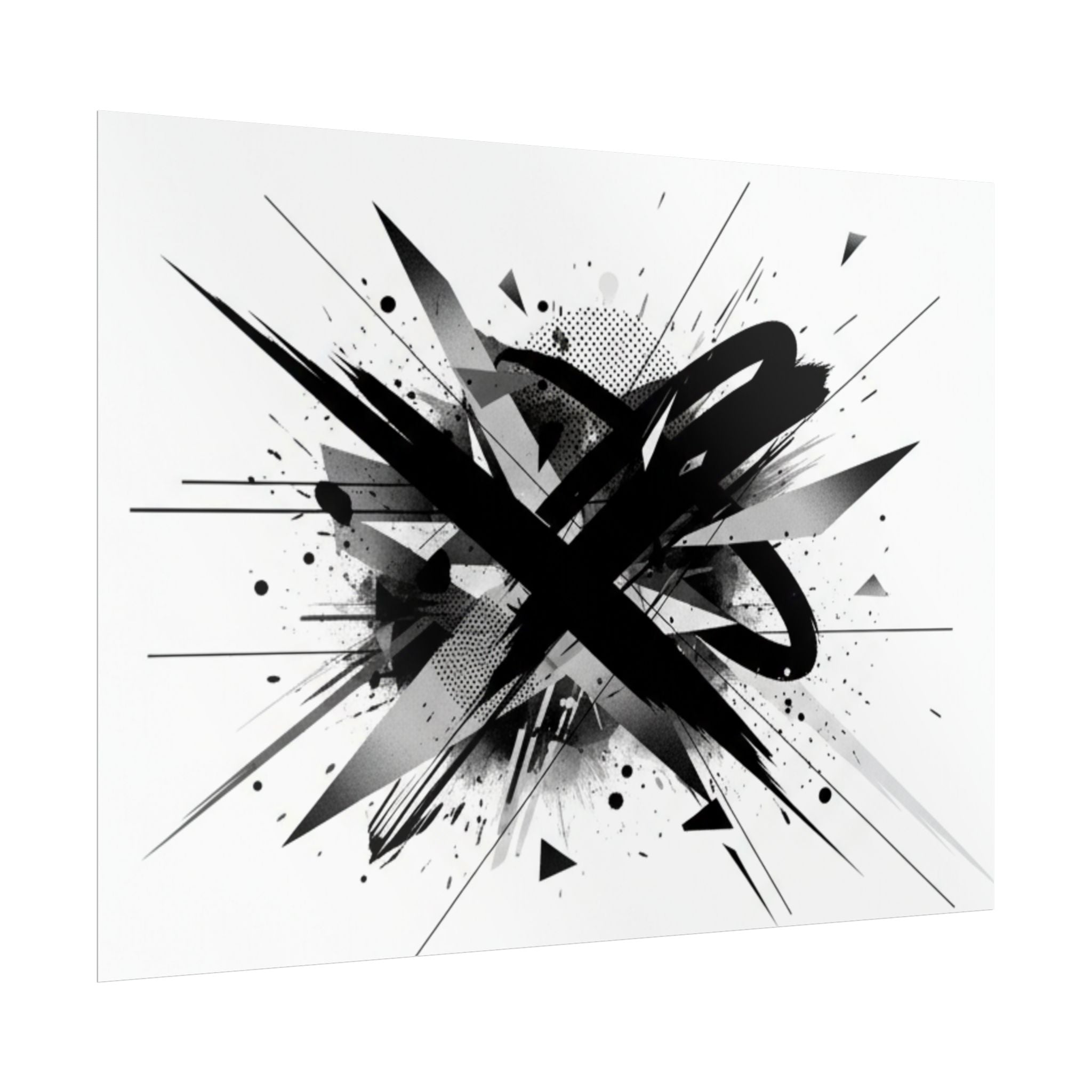 Abstract Black Graffiti Art Poster — Rolled Modern Wall Print
