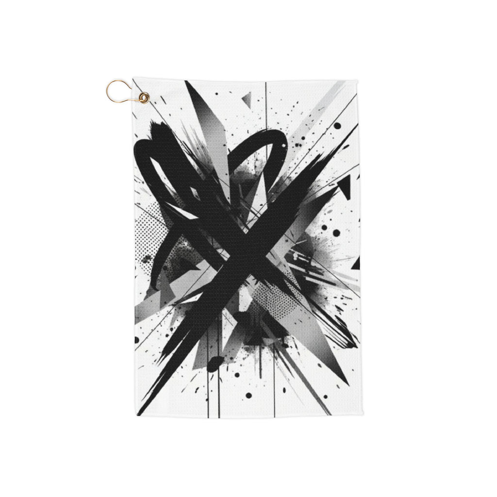 Abstract Black Graffiti Golf Towel – Microfiber with Grommet