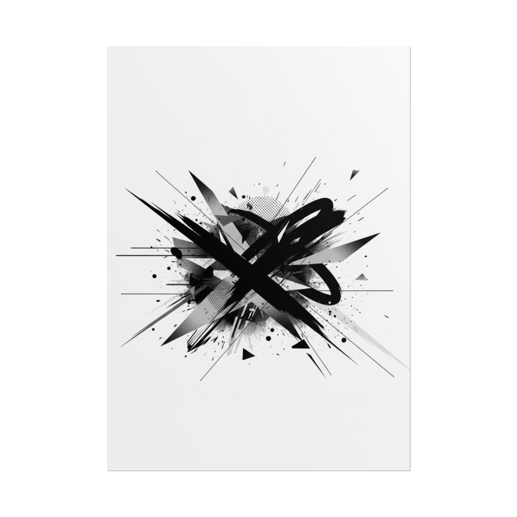 Abstract Black Graffiti Art Poster — Rolled Modern Wall Print