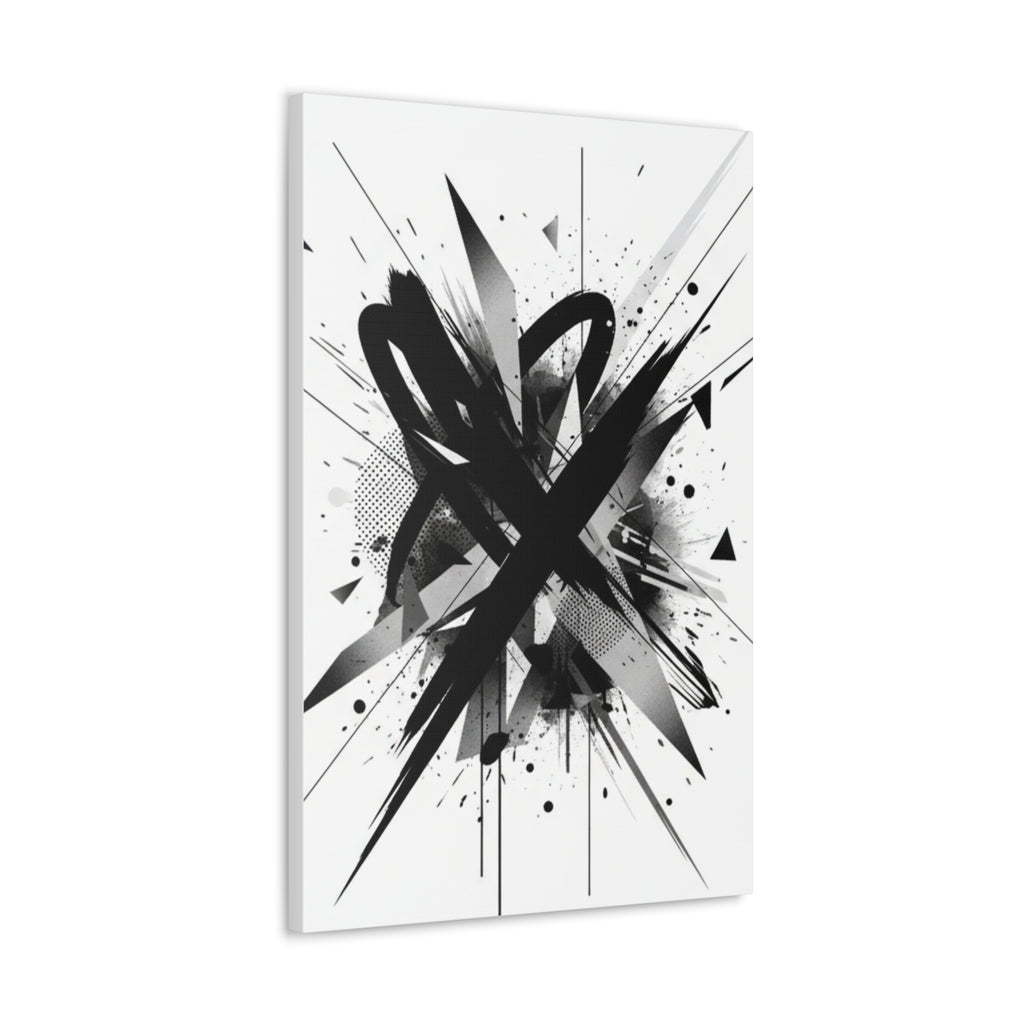 Abstract Black Brushstroke Canvas Wall Art — Modern Monochrome Home Decor