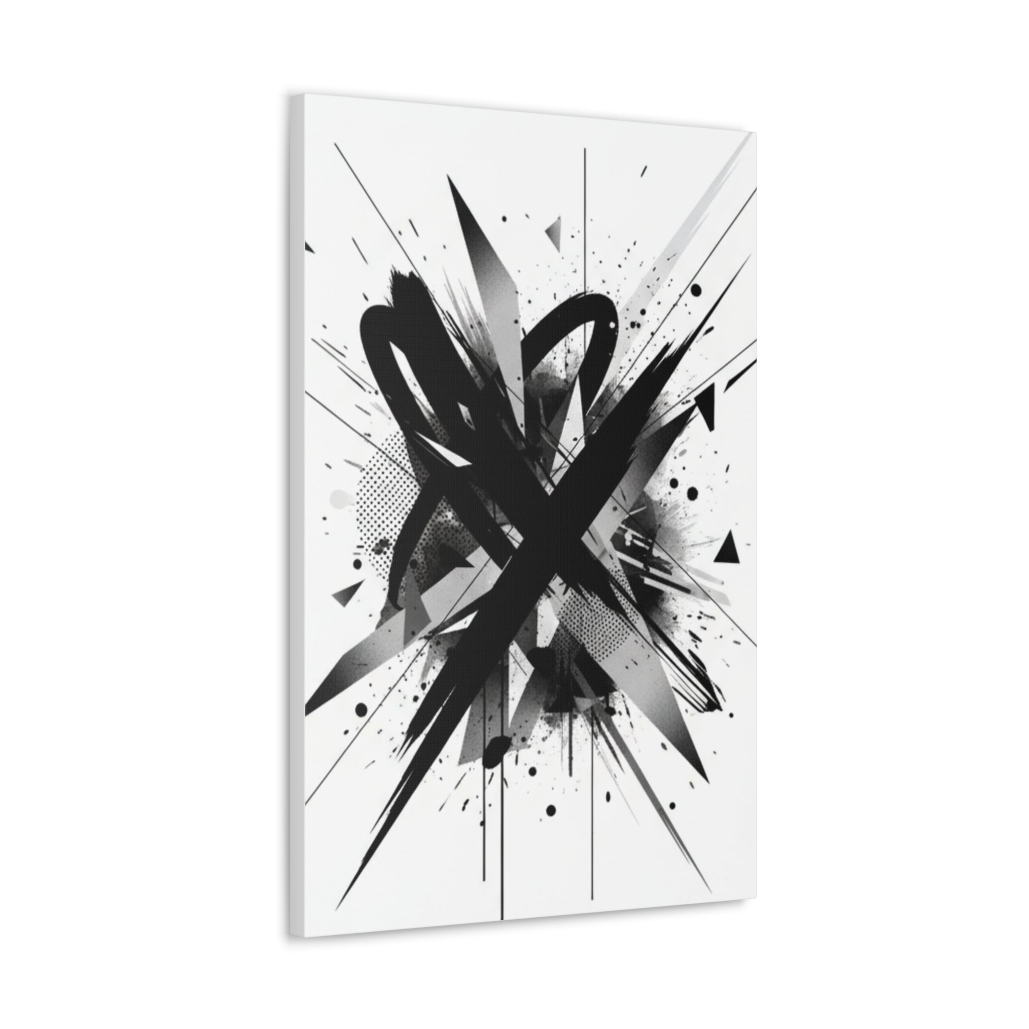 Abstract Black Brushstroke Canvas Wall Art — Modern Monochrome Home Decor