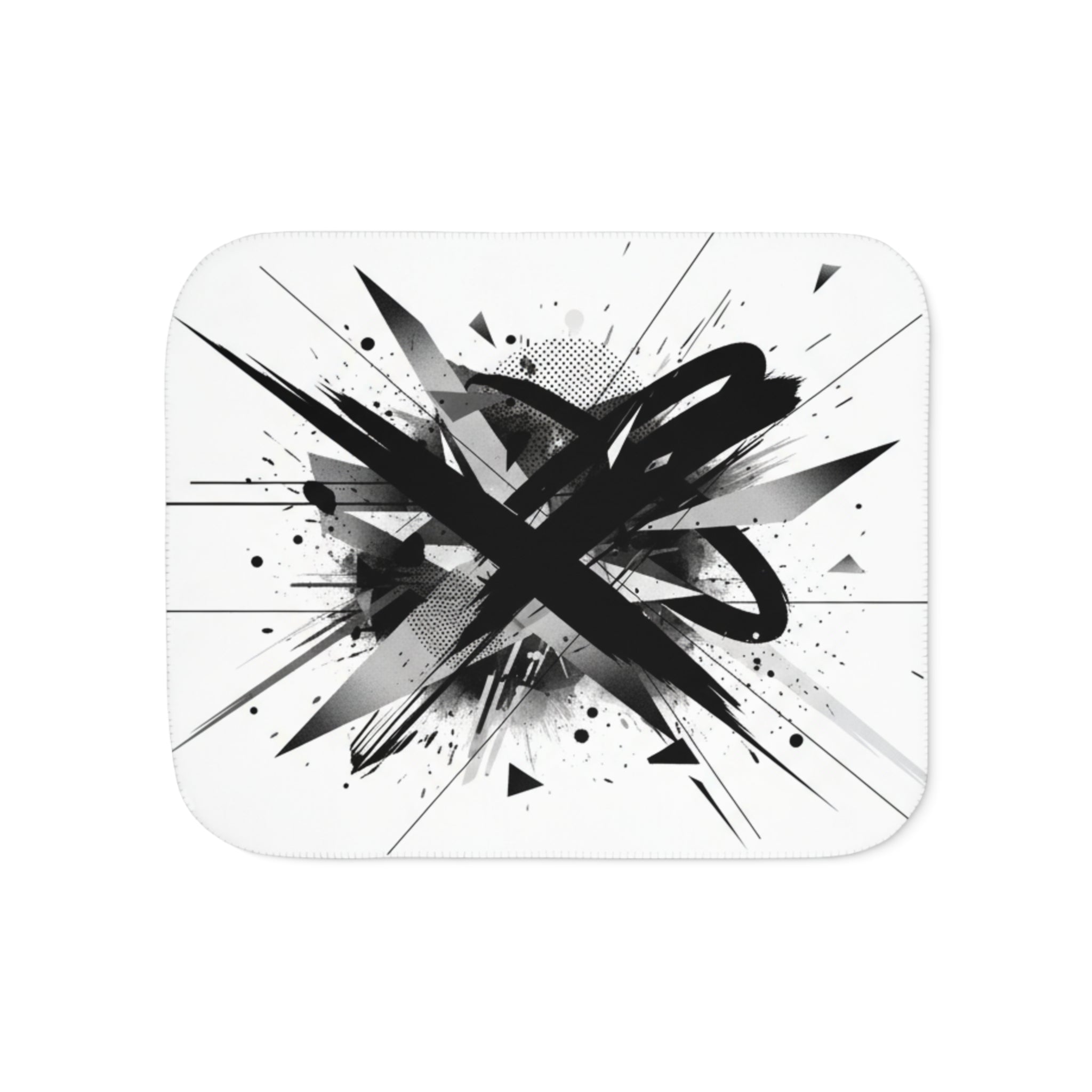 Abstract Black Ink Splash Sherpa Blanket — Two-Color Cozy Throw