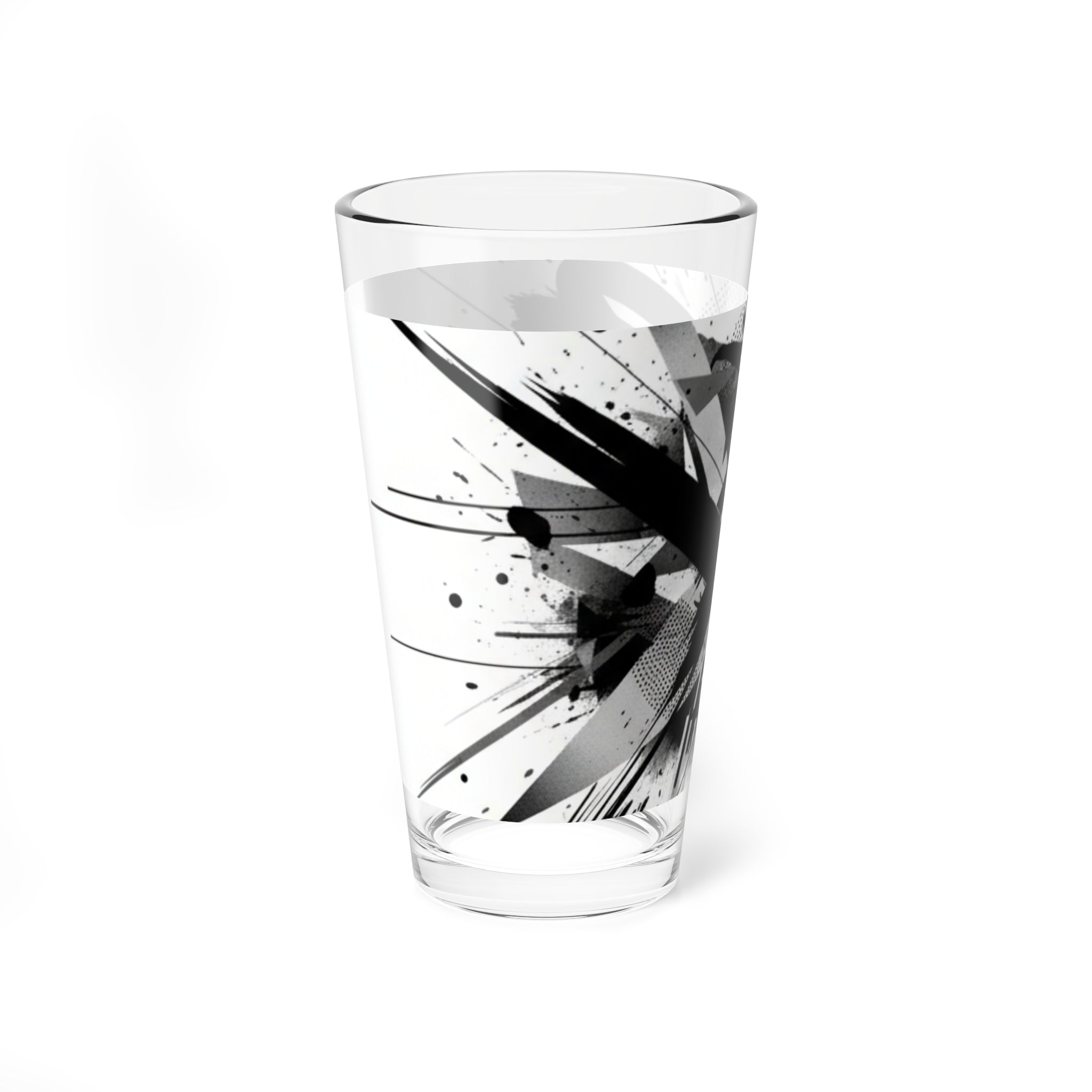 16oz Mixing Glass — Monochrome Abstract Bar Pint Glass