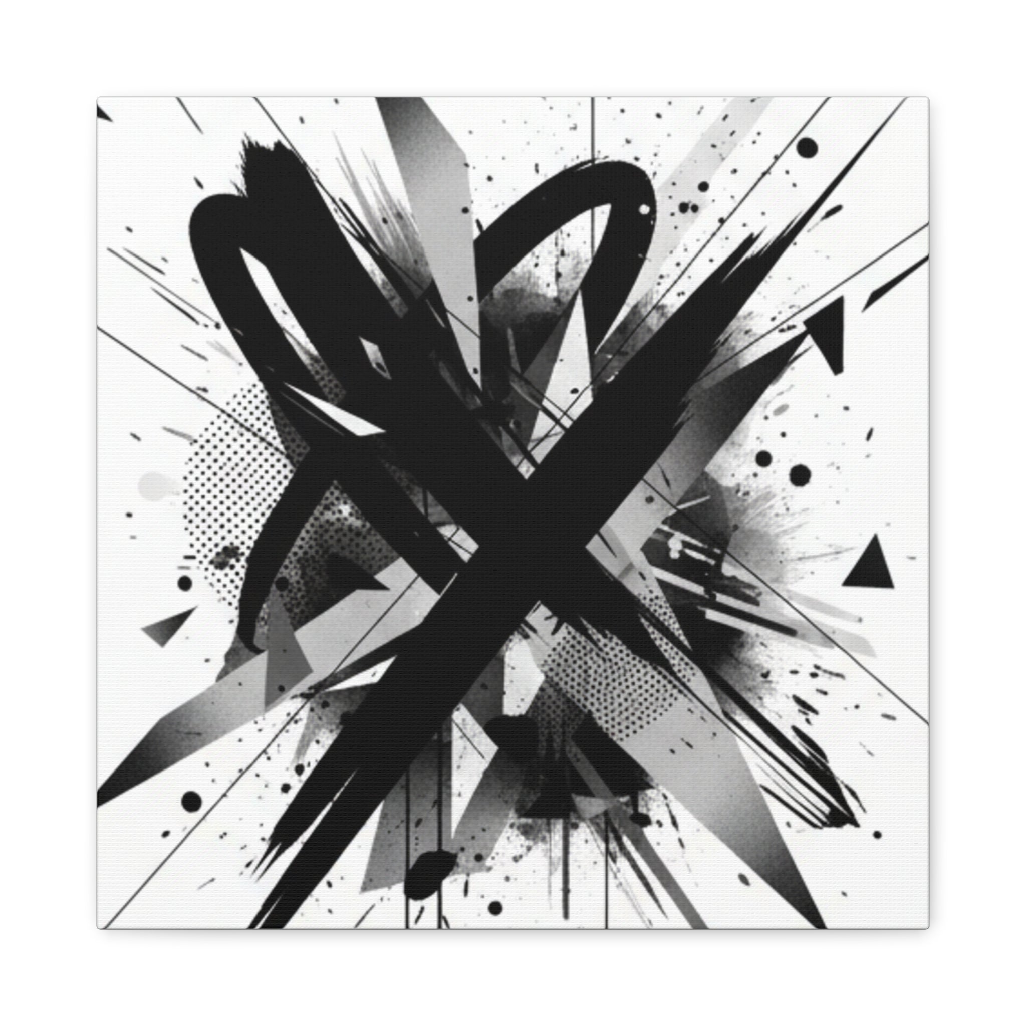 Abstract Black Brushstroke Canvas Wall Art — Modern Monochrome Home Decor