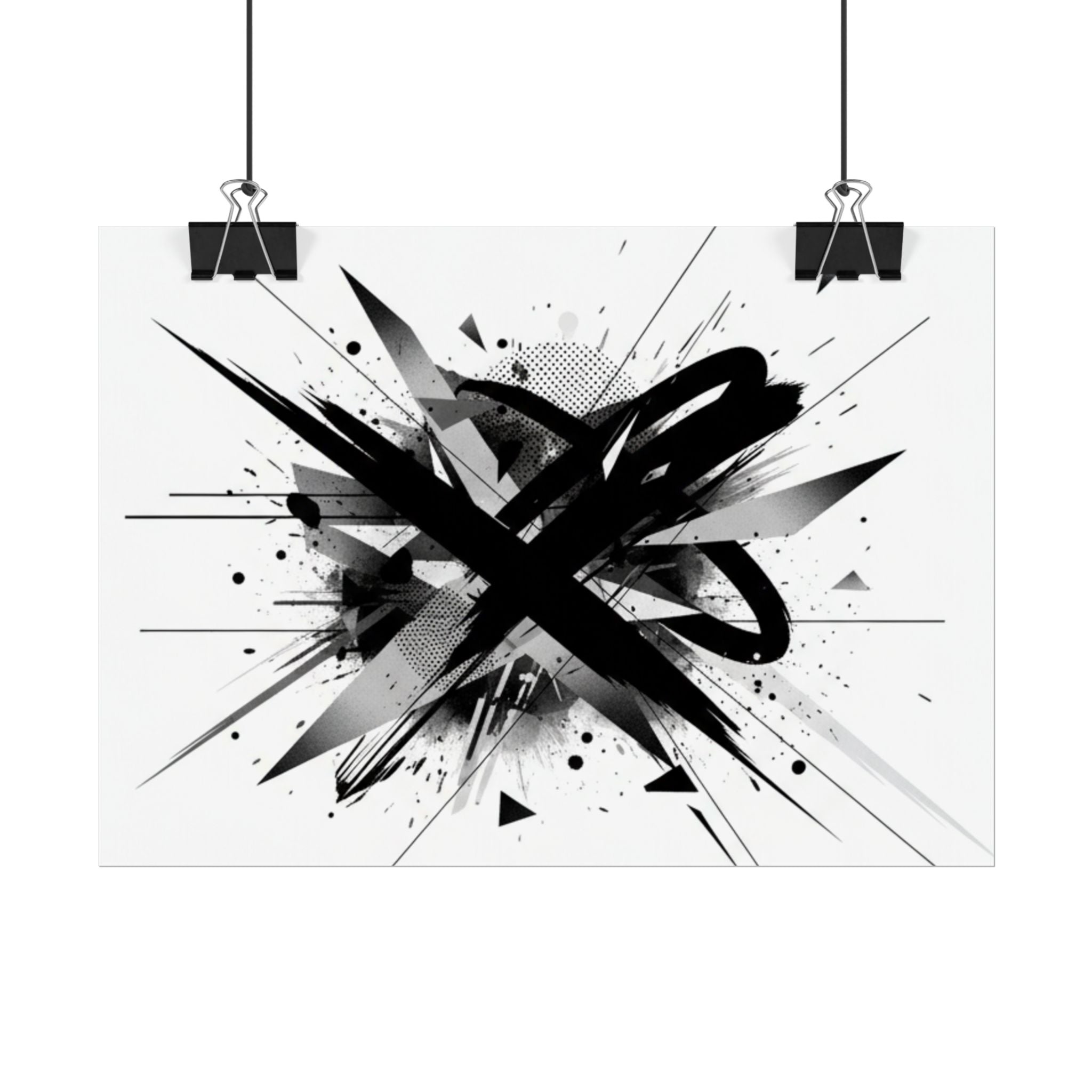 Abstract Black Graffiti Art Poster — Rolled Modern Wall Print