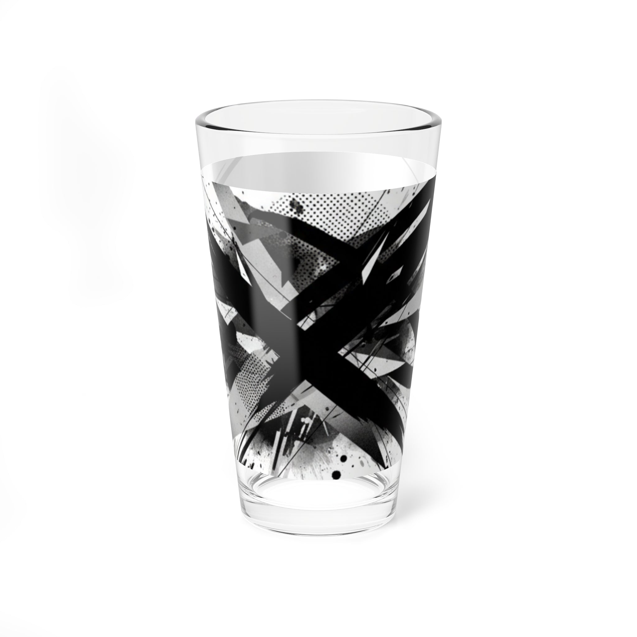 16oz Mixing Glass — Monochrome Abstract Bar Pint Glass