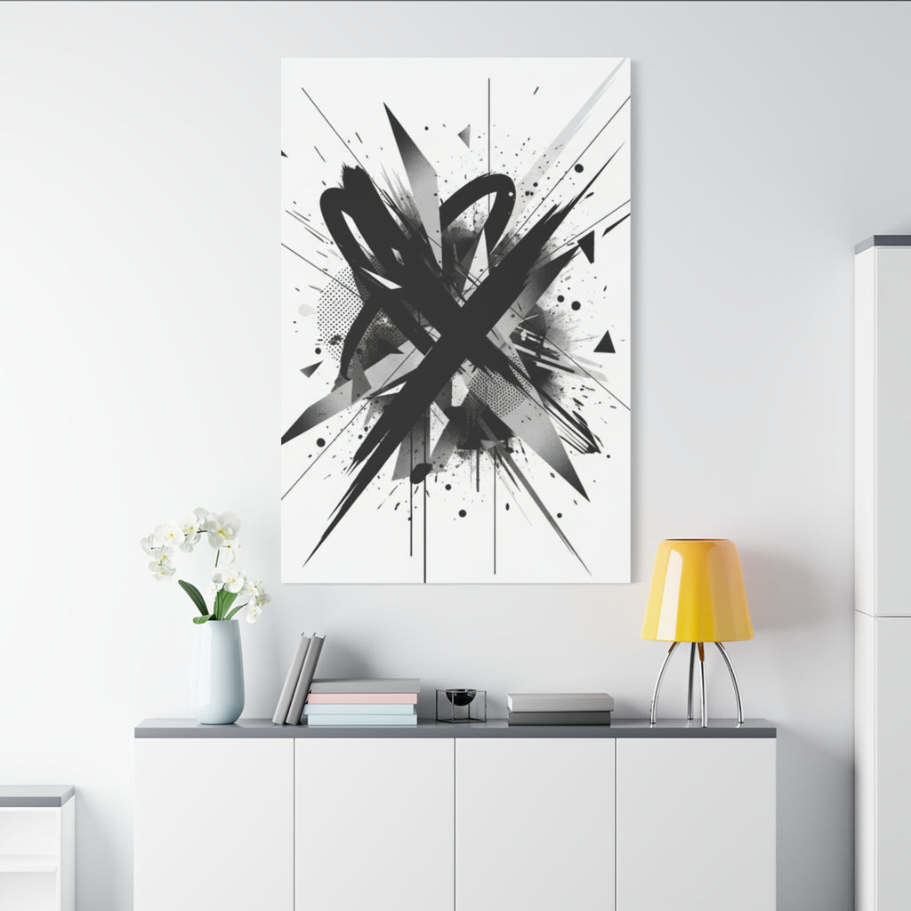Abstract Black Brushstroke Canvas Wall Art — Modern Monochrome Home Decor