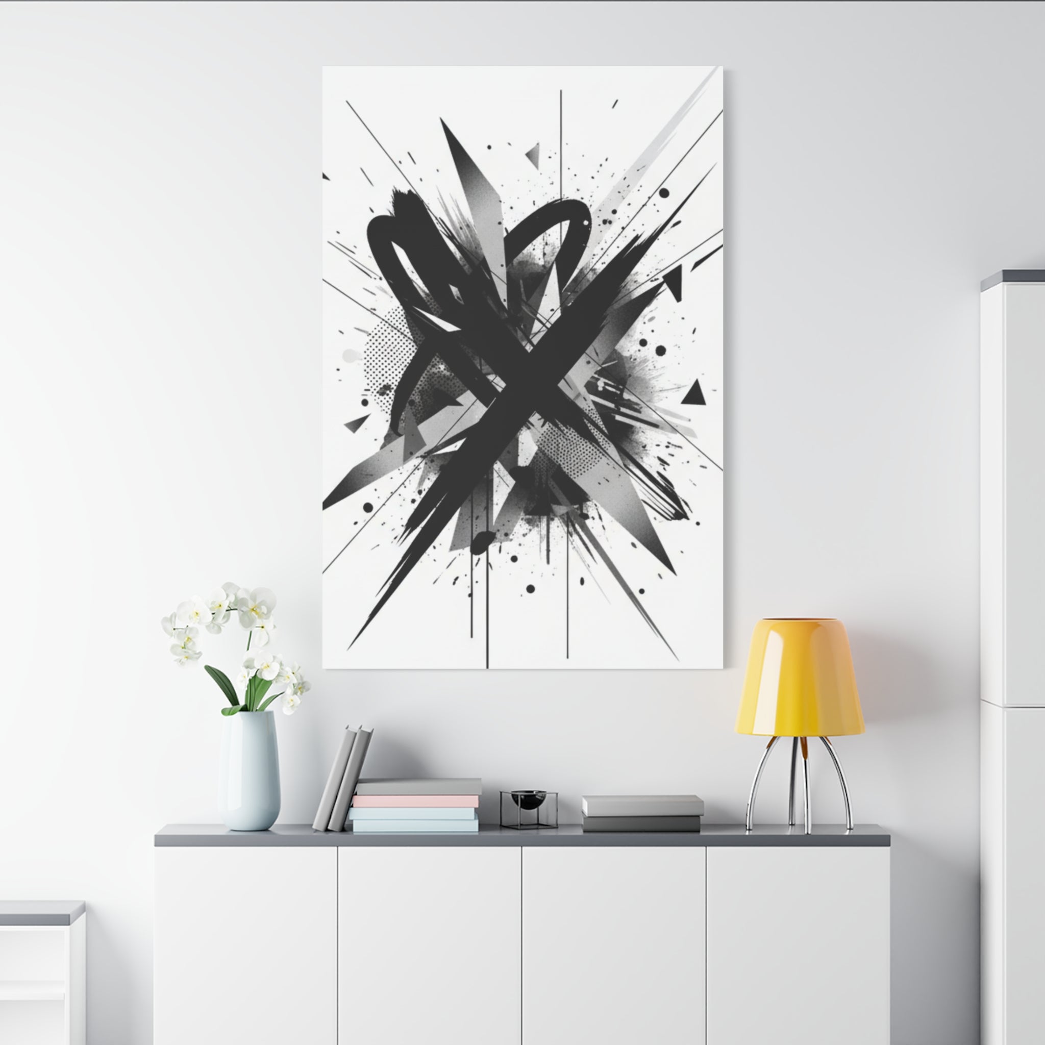 Abstract Black Brushstroke Canvas Wall Art — Modern Monochrome Home Decor