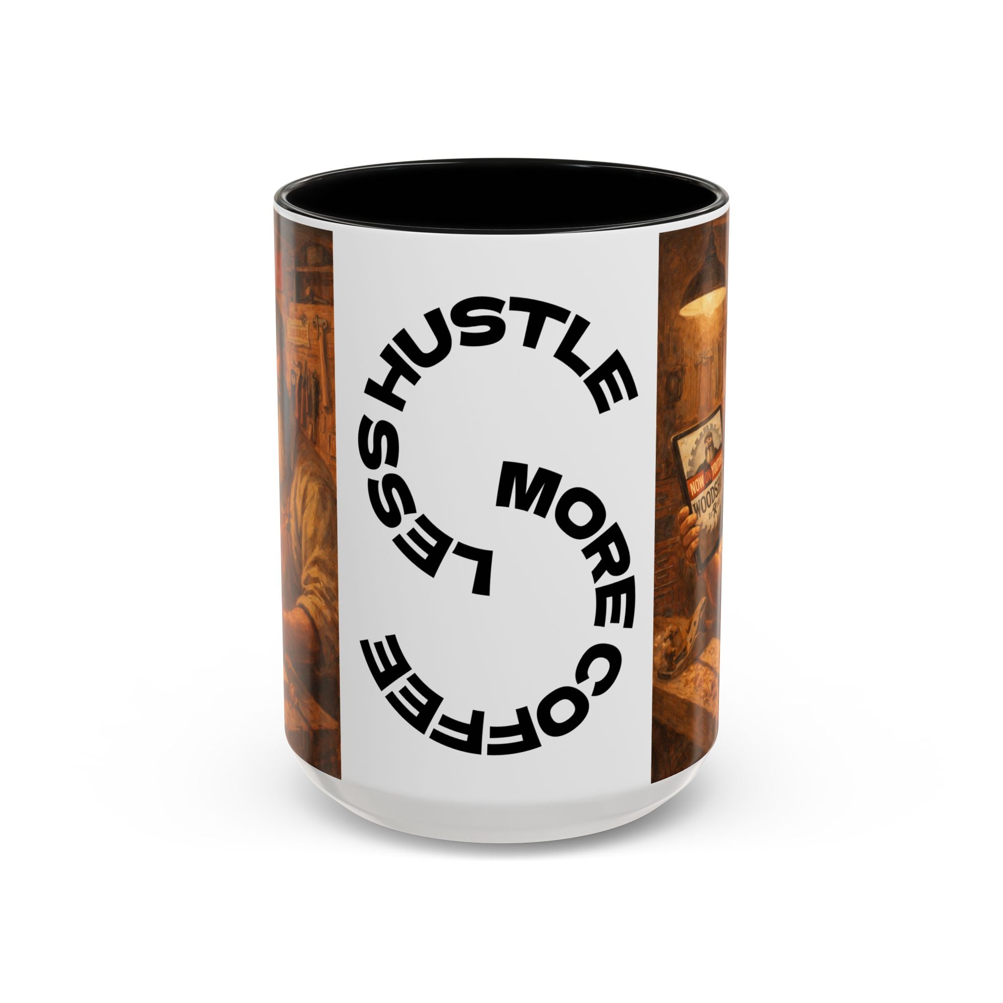 Woodshop Craftsman Coffee Mug – Rustic Carpenter Workshop Design (11/15oz)