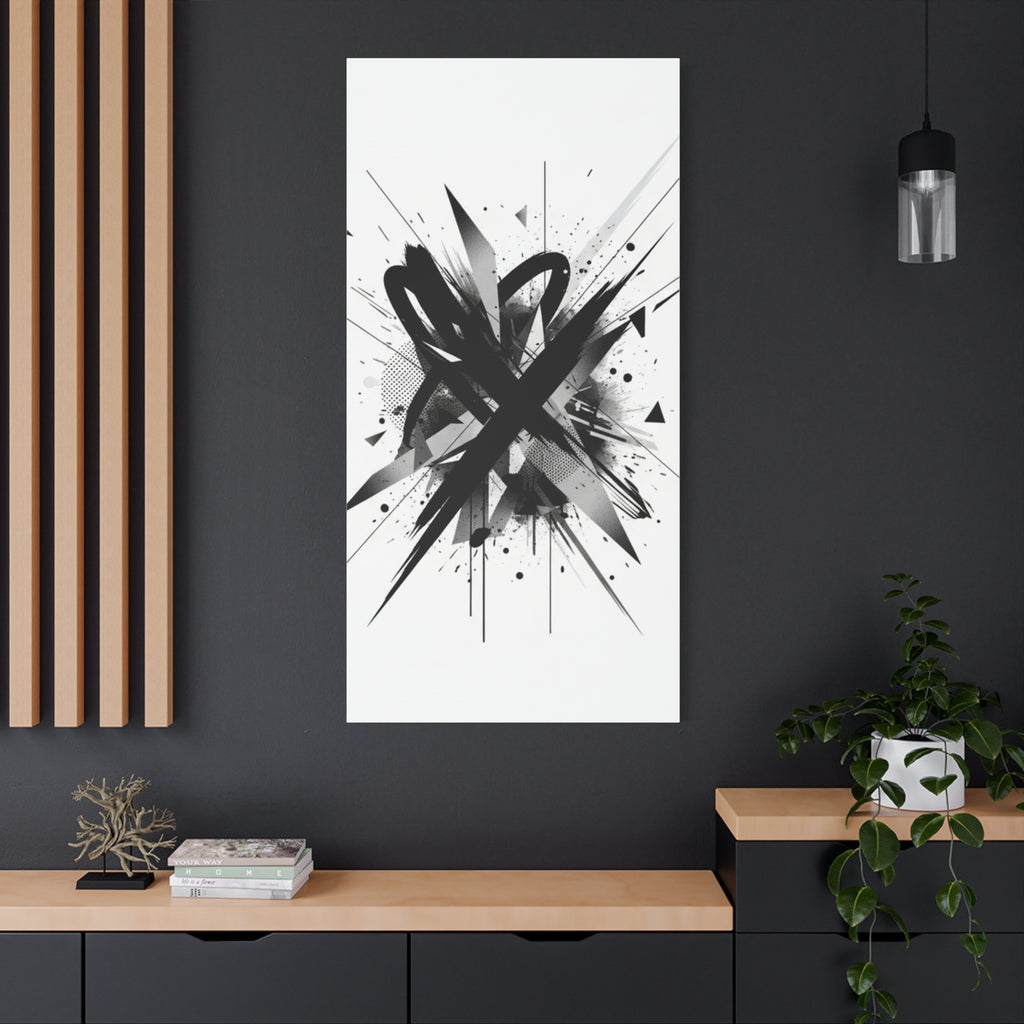 Abstract Black Brushstroke Canvas Wall Art — Modern Monochrome Home Decor