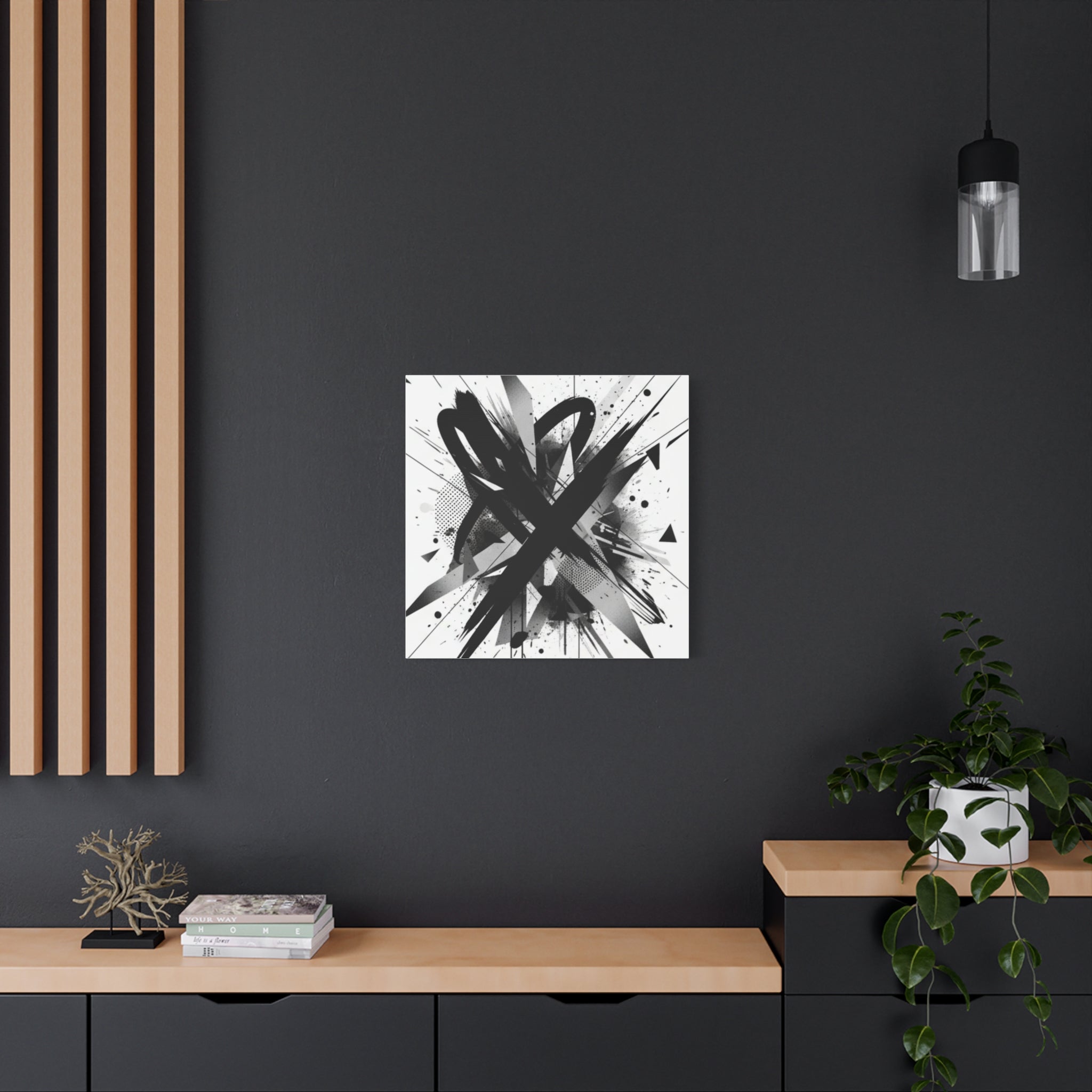 Abstract Black Brushstroke Canvas Wall Art — Modern Monochrome Home Decor