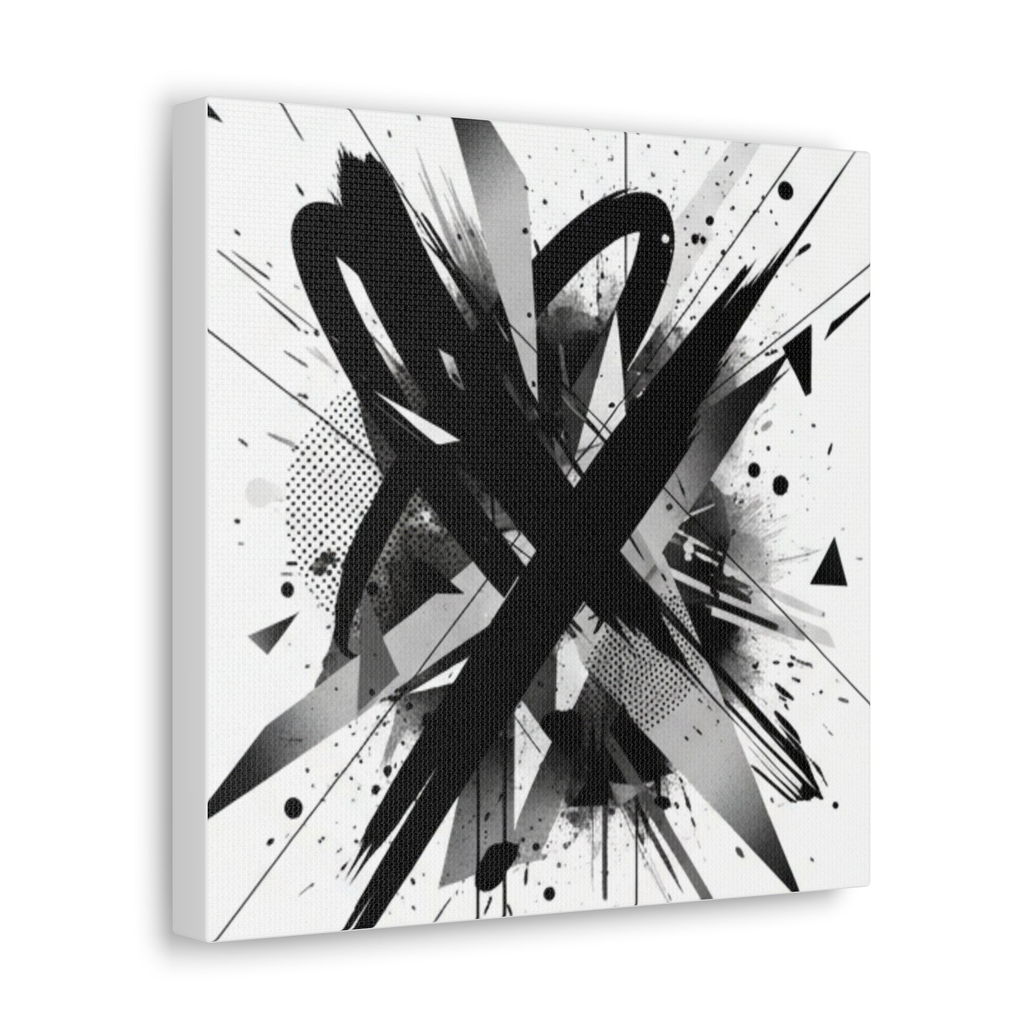 Abstract Black Brushstroke Canvas Wall Art — Modern Monochrome Home Decor