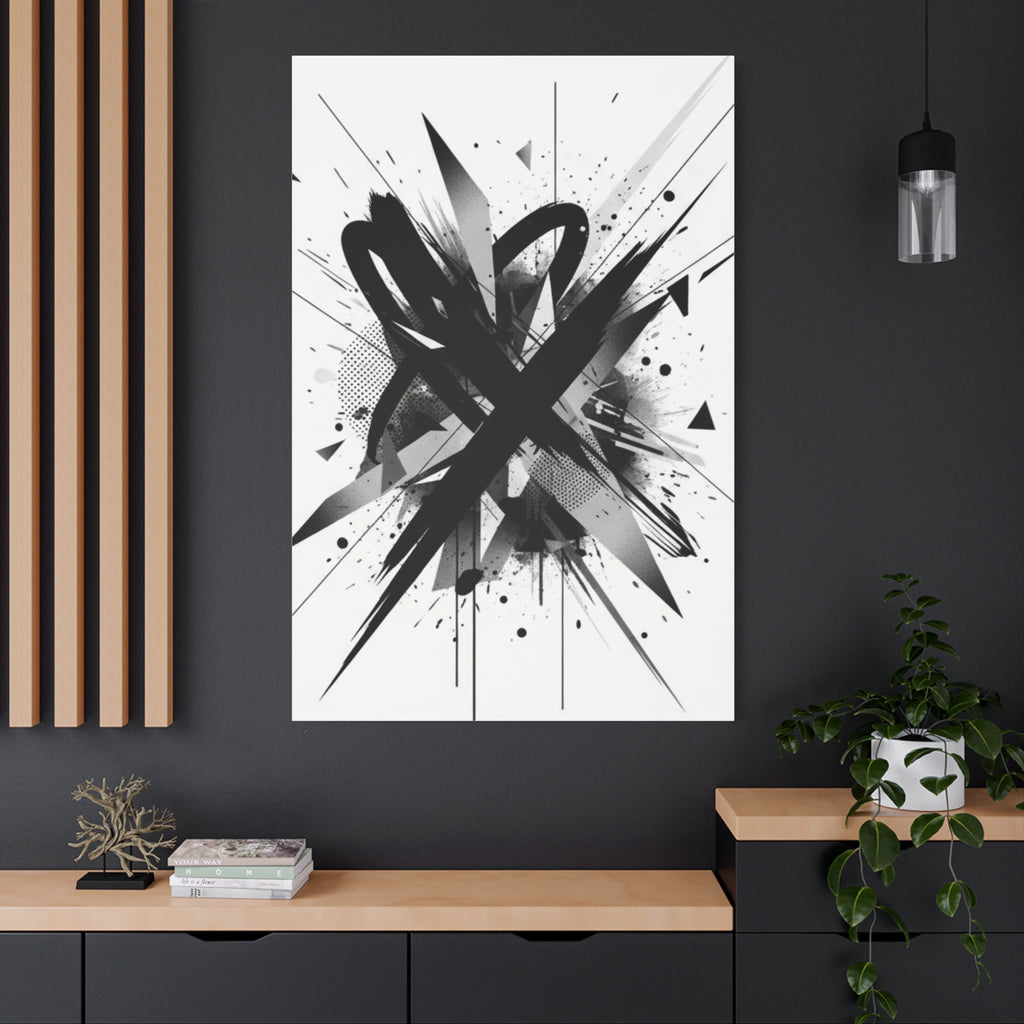 Abstract Black Brushstroke Canvas Wall Art — Modern Monochrome Home Decor