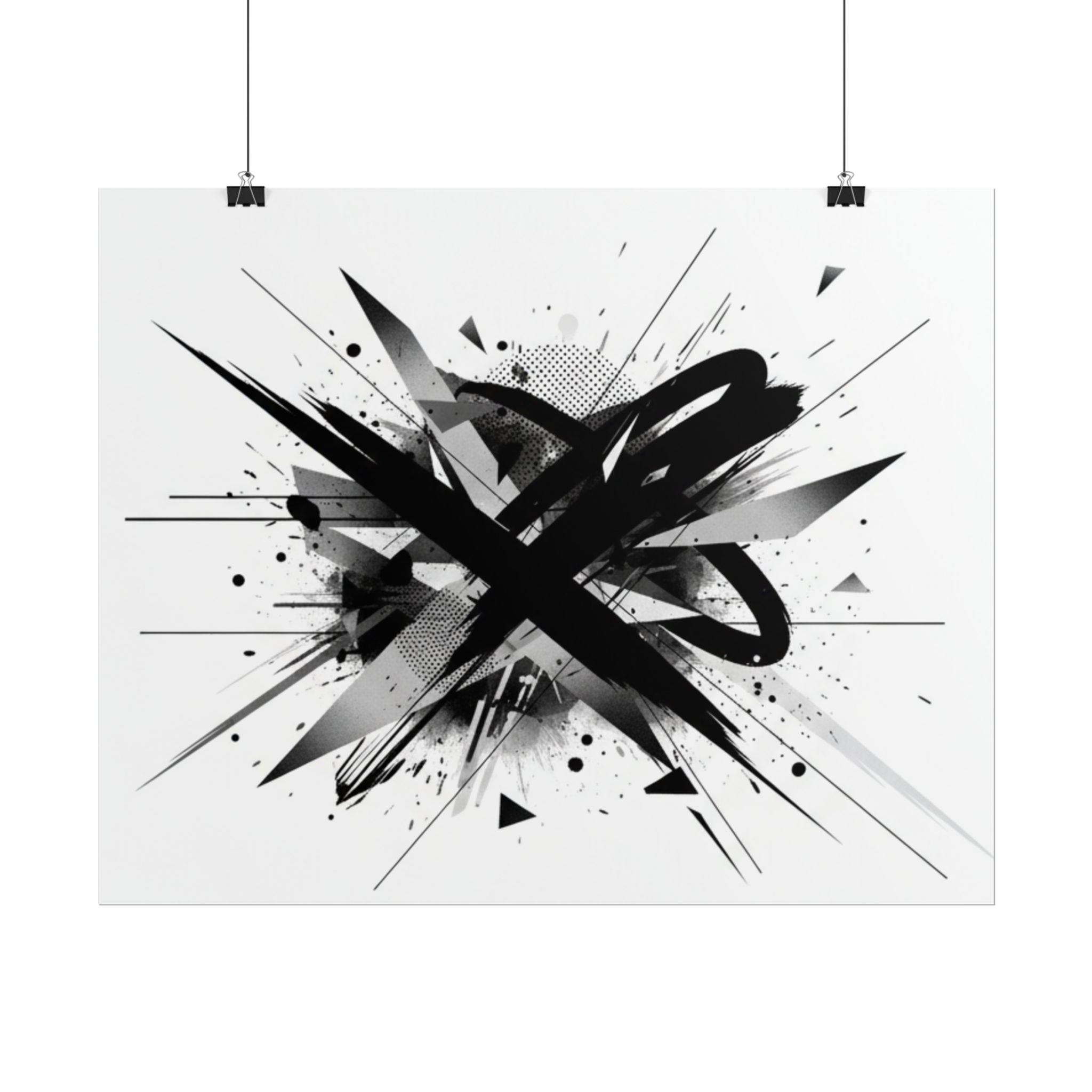 Abstract Black Graffiti Art Poster — Rolled Modern Wall Print