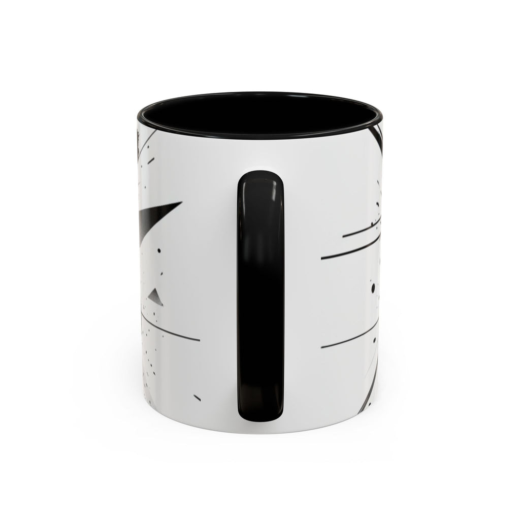 Abstract Black Brushstroke Accent Coffee Mug — Modern Monochrome Ceramic