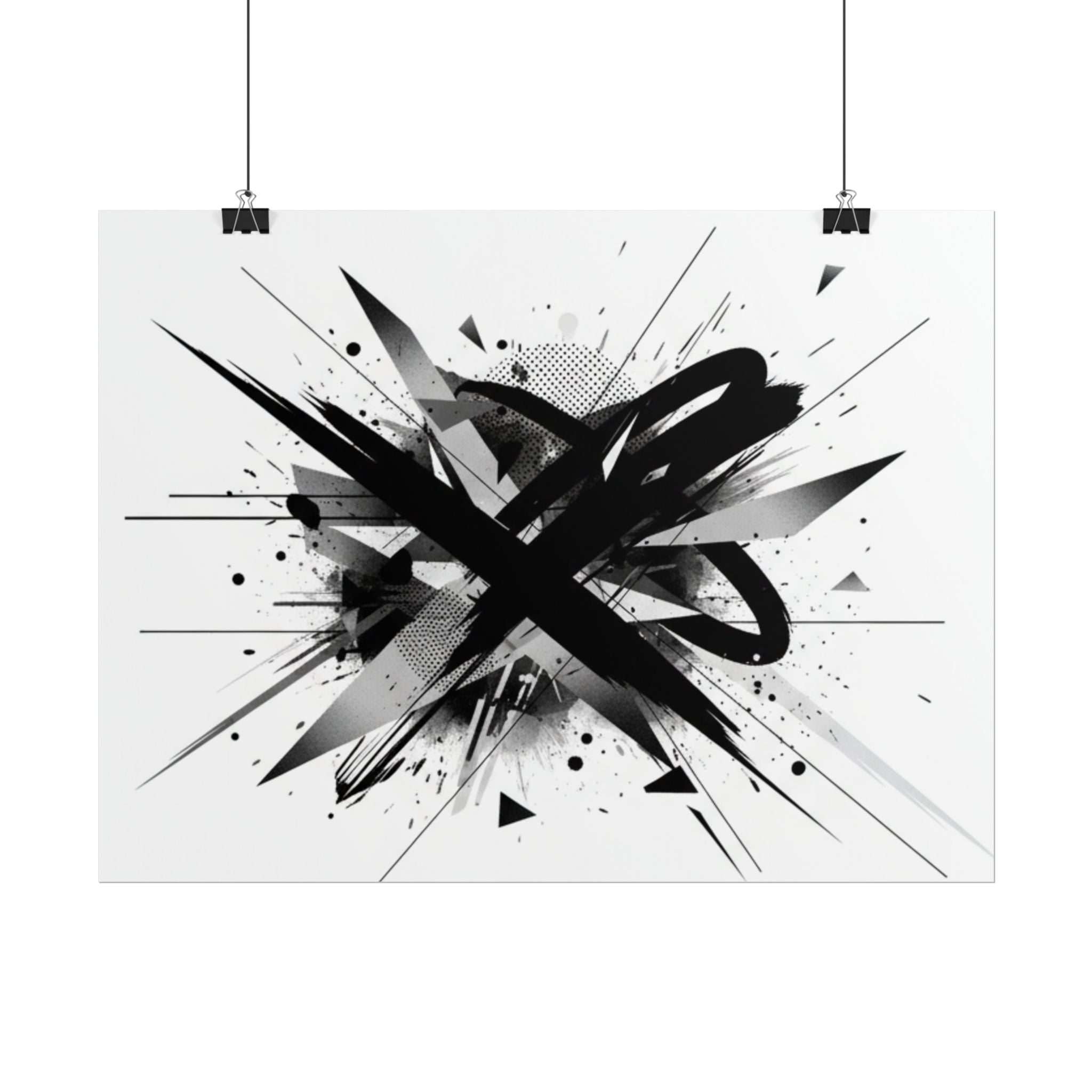 Abstract Black Graffiti Art Poster — Rolled Modern Wall Print